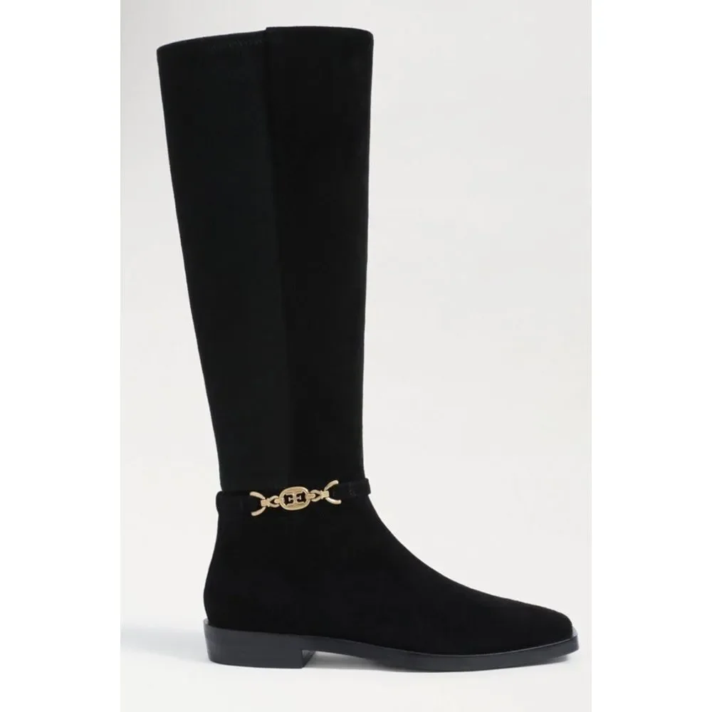 Sam Edelman Clive Embellished Riding Boot Black Women's Size 10.5‎
